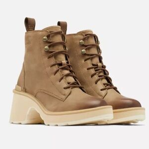 SOREL Hi Line Heel Lace Block Heel Boot in Brown New in Box Size 7.5